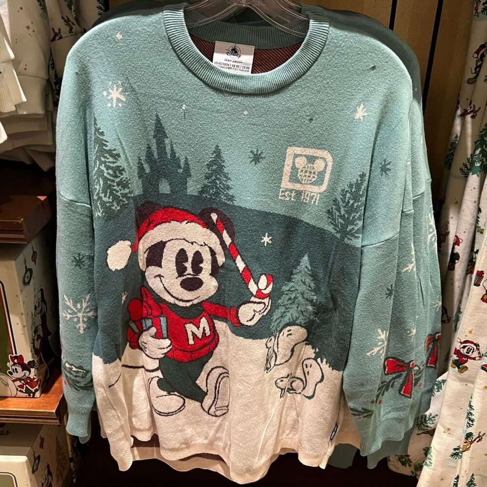 Disney Parks Mickey Mouse Christmas Spirit Jersey Green Sweater NWT Large - Picture 6 of 6